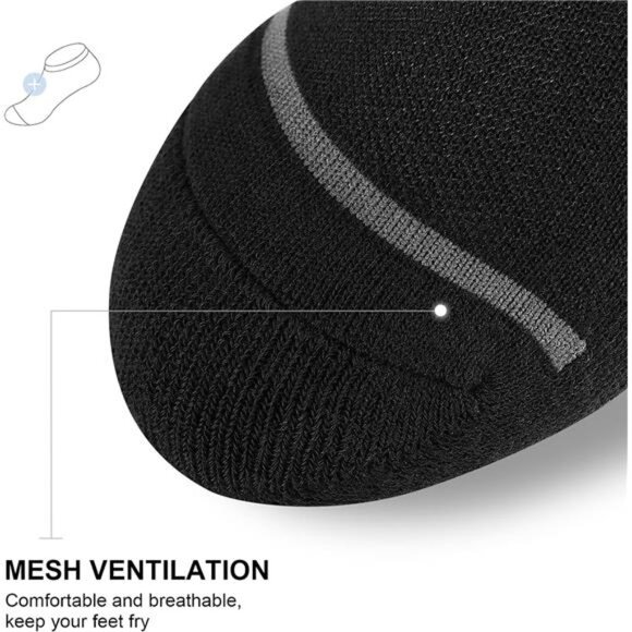 No Show Socks Men 6 Pairs,NonSlip Cushioned Low Cut Ankle Sock with Arch Support - Picture 4 of 8